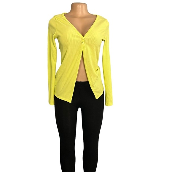 3/$30 🍂 ASOS DESIGN Skinny Longline Cardigan Rib Green - Picture 3 of 9